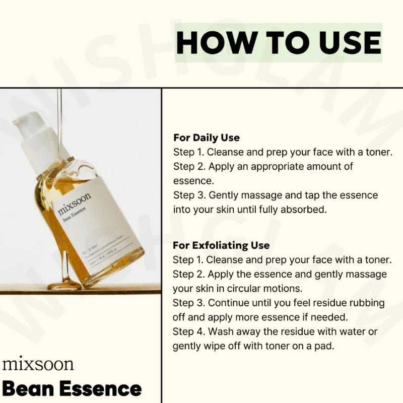 Mixsoon Glow Bean Essence – Esencia Hidratante y Exfoliante Suave