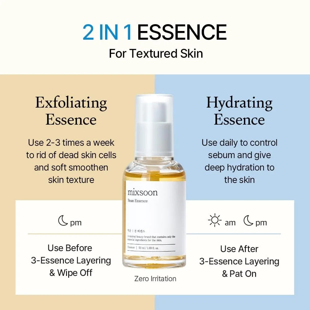 Mixsoon Glow Bean Essence – Esencia Hidratante y Exfoliante Suave